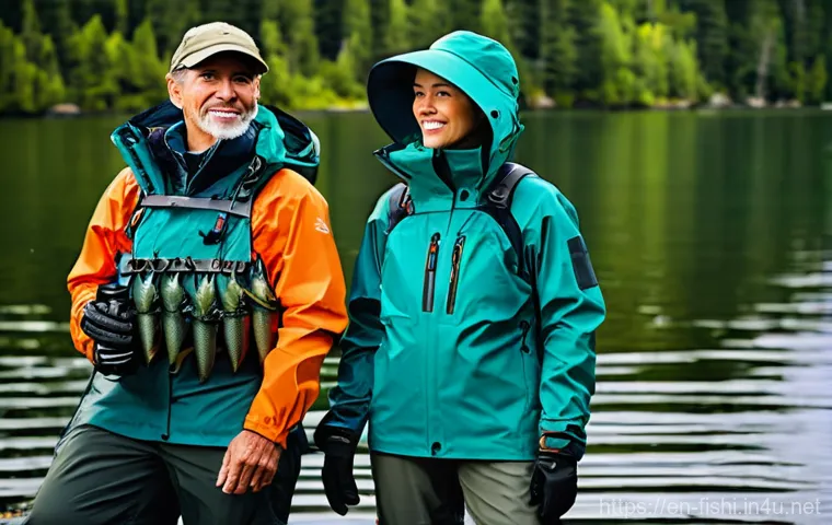낚시용 방수복 종류와 선택법 - **Prompt 2: Comfortable Breathability During Active Fishing**
    A female angler, in her early 20s,...